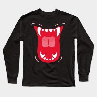 Feline vampire dracula mouth halloween creepy face Long Sleeve T-Shirt